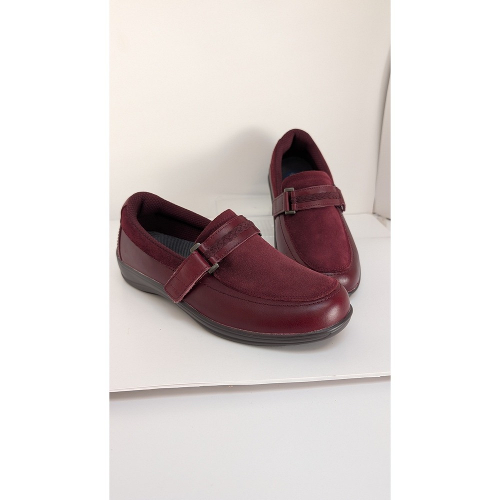 Orthofeet 819 Avery Womens 9 Wide Burgundy Leather Suede Orthopedic Loafers